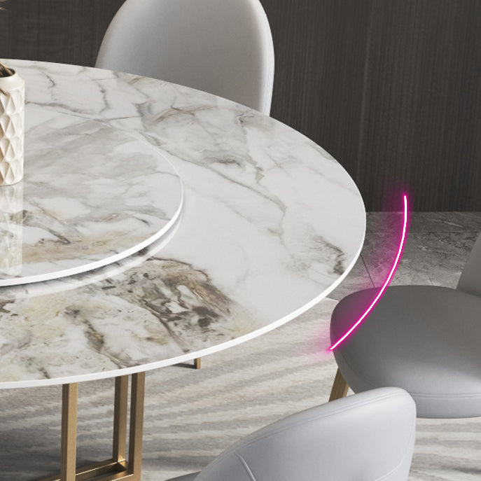 Glam 1/3/4/5/7 Pieces Dinette Set with Sintered Stone Top Round Dining Table Set Clearhalo 'Dining Room Sets' 'Dining Tables & Seating' 'dining_room_set' 'furn' 'furn_dining_room_set' 'Furniture' 'furniture_dining_room_set' 'Kitchen & Dining Furniture' 4706705