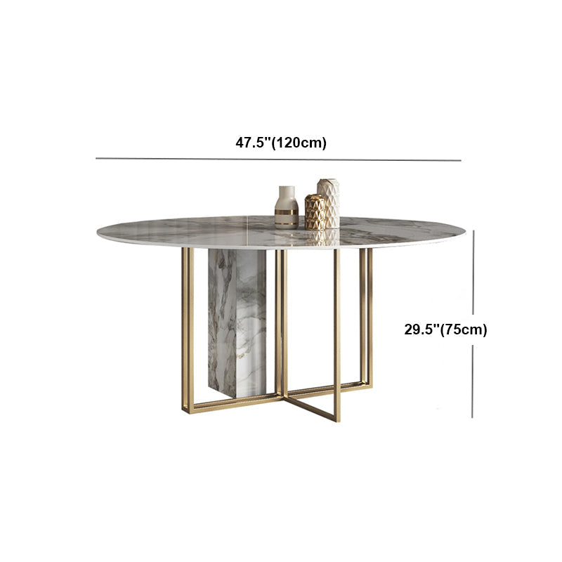 Glam 1/3/4/5/7 Pieces Dinette Set with Sintered Stone Top Round Dining Table Set Clearhalo 'Dining Room Sets' 'Dining Tables & Seating' 'dining_room_set' 'furn' 'furn_dining_room_set' 'Furniture' 'furniture_dining_room_set' 'Kitchen & Dining Furniture' 4706707