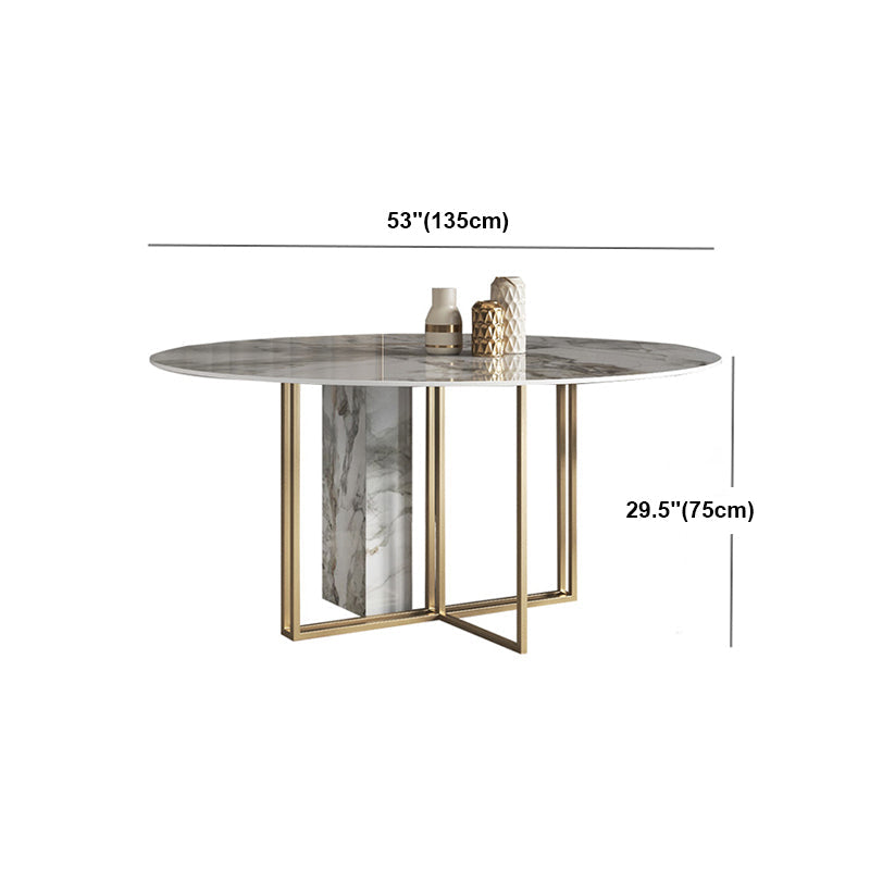 Glam 1/3/4/5/7 Pieces Dinette Set with Sintered Stone Top Round Dining Table Set Clearhalo 'Dining Room Sets' 'Dining Tables & Seating' 'dining_room_set' 'furn' 'furn_dining_room_set' 'Furniture' 'furniture_dining_room_set' 'Kitchen & Dining Furniture' 4706709