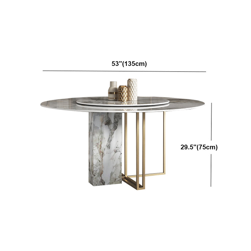 Glam 1/3/4/5/7 Pieces Dinette Set with Sintered Stone Top Round Dining Table Set Clearhalo 'Dining Room Sets' 'Dining Tables & Seating' 'dining_room_set' 'furn' 'furn_dining_room_set' 'Furniture' 'furniture_dining_room_set' 'Kitchen & Dining Furniture' 4706710