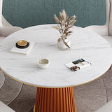 Glam 1/5 Pieces Dining Set Round Stone Dining Table for Dining Room Clearhalo 'Dining Room Sets' 'Dining Tables & Seating' 'dining_room_set' 'furn' 'furn_dining_room_set' 'Furniture' 'furniture_dining_room_set' 'Kitchen & Dining Furniture' 4706739