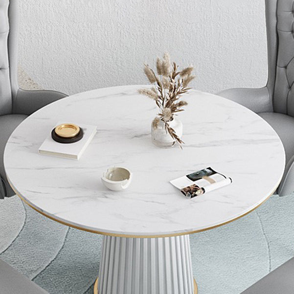 Glam 1/5 Pieces Dining Set Round Stone Dining Table for Dining Room Clearhalo 'Dining Room Sets' 'Dining Tables & Seating' 'dining_room_set' 'furn' 'furn_dining_room_set' 'Furniture' 'furniture_dining_room_set' 'Kitchen & Dining Furniture' 4706741