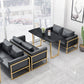 Industrial Style Dining Table Sintered Stone Sled Dining Table with Gold Frame Black 63"L x 31.5"W x 29.5"H Without Chairs Clearhalo 'Dining Tables & Seating' 'Dining Tables' 'dining_table' 'furn' 'furn_dining_table' 'Furniture' 'furniture_dining_table' 'Kitchen & Dining Furniture' 'kitchen' 'kitchen_dining_table' 4706756