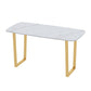 Industrial Style Dining Table Sintered Stone Sled Dining Table with Gold Frame Clearhalo 'Dining Tables & Seating' 'Dining Tables' 'dining_table' 'furn' 'furn_dining_table' 'Furniture' 'furniture_dining_table' 'Kitchen & Dining Furniture' 'kitchen' 'kitchen_dining_table' 4706759