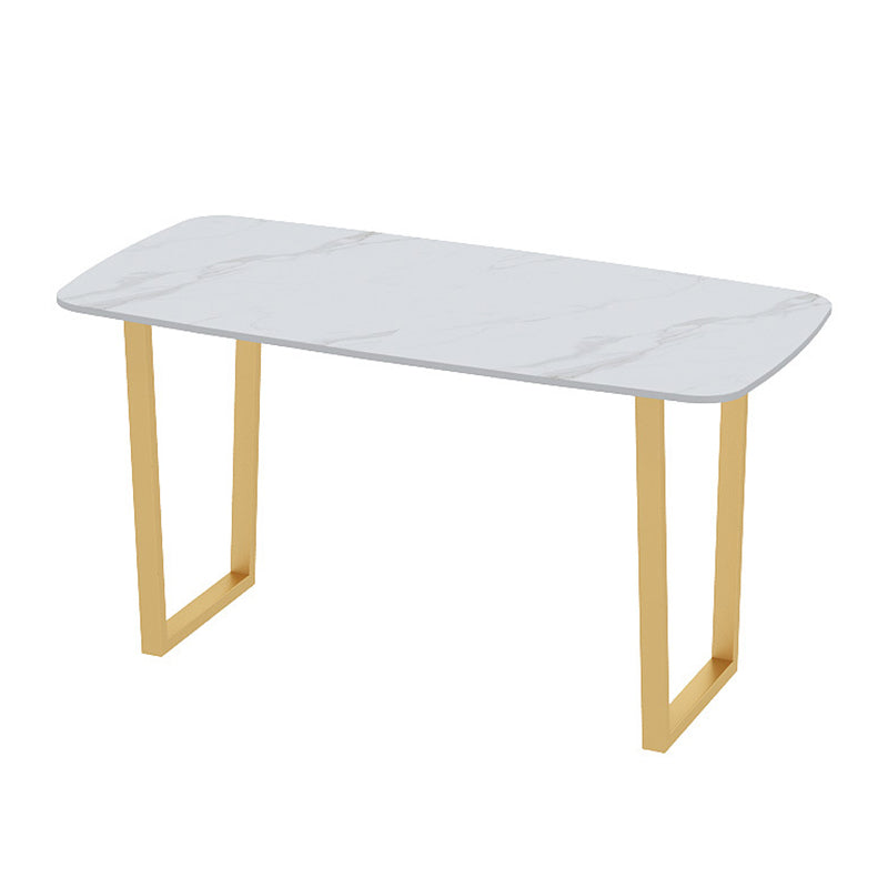 Industrial Style Dining Table Sintered Stone Sled Dining Table with Gold Frame Clearhalo 'Dining Tables & Seating' 'Dining Tables' 'dining_table' 'furn' 'furn_dining_table' 'Furniture' 'furniture_dining_table' 'Kitchen & Dining Furniture' 'kitchen' 'kitchen_dining_table' 4706759