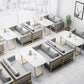 Industrial Style Dining Table Sintered Stone Sled Dining Table with Gold Frame Clearhalo 'Dining Tables & Seating' 'Dining Tables' 'dining_table' 'furn' 'furn_dining_table' 'Furniture' 'furniture_dining_table' 'Kitchen & Dining Furniture' 'kitchen' 'kitchen_dining_table' 4706766
