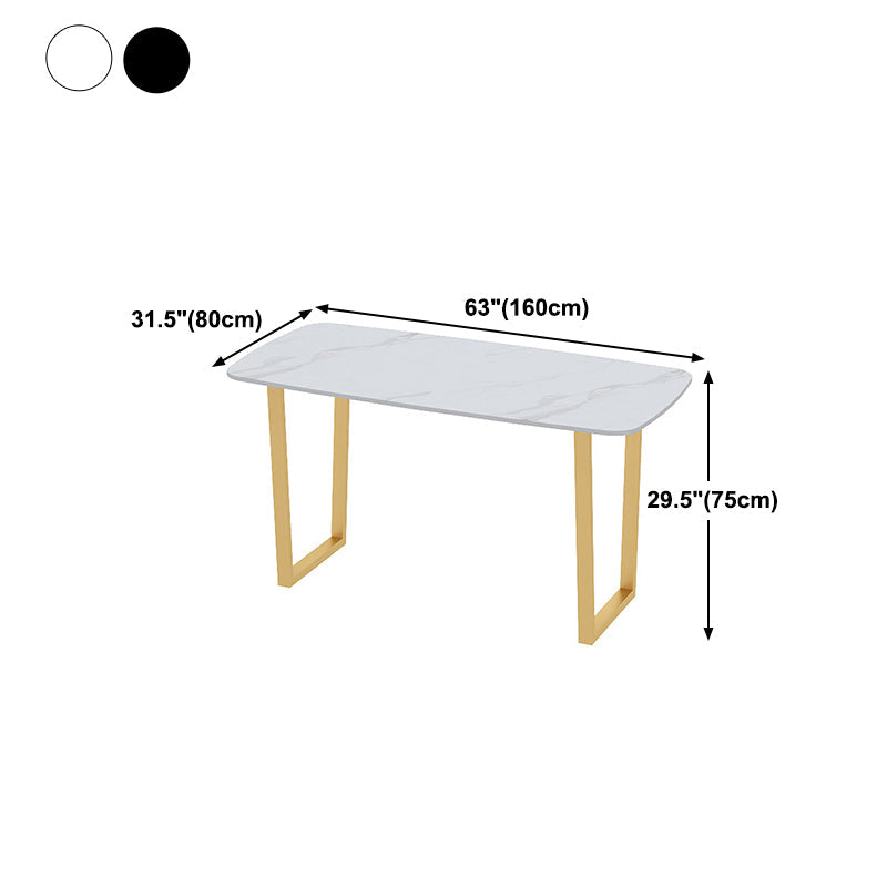 Industrial Style Dining Table Sintered Stone Sled Dining Table with Gold Frame Clearhalo 'Dining Tables & Seating' 'Dining Tables' 'dining_table' 'furn' 'furn_dining_table' 'Furniture' 'furniture_dining_table' 'Kitchen & Dining Furniture' 'kitchen' 'kitchen_dining_table' 4706769