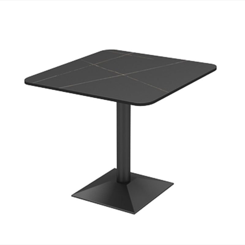 Industrial Style Dining Table Black Base Dining Table for Dining Room Slate 23.6"L x 23.6"W x 29.5"H Without Chairs Clearhalo 'Dining Tables & Seating' 'Dining Tables' 'dining_table' 'furn' 'furn_dining_table' 'Furniture' 'furniture_dining_table' 'Kitchen & Dining Furniture' 'kitchen' 'kitchen_dining_table' 4706771