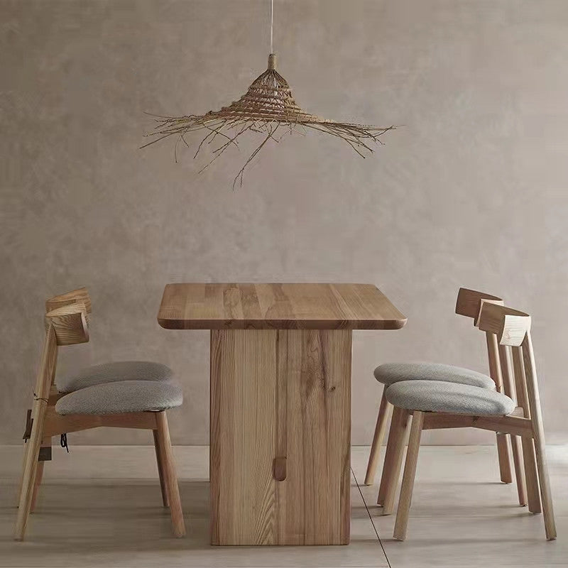 Modern Pine Solid Wood Table for Restaurant Rectangle Dining Table with Trestle Base 78.7"L x 31.5"W x 29.5"H Without Chairs Clearhalo 'Dining Tables & Seating' 'Dining Tables' 'dining_table' 'furn' 'furn_dining_table' 'Furniture' 'furniture_dining_table' 'Kitchen & Dining Furniture' 'kitchen' 'kitchen_dining_table' 4706793