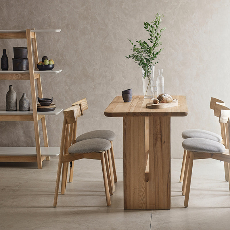 Modern Pine Solid Wood Table for Restaurant Rectangle Dining Table with Trestle Base 86.6"L x 35.4"W x 29.5"H Without Chairs Clearhalo 'Dining Tables & Seating' 'Dining Tables' 'dining_table' 'furn' 'furn_dining_table' 'Furniture' 'furniture_dining_table' 'Kitchen & Dining Furniture' 'kitchen' 'kitchen_dining_table' 4706794