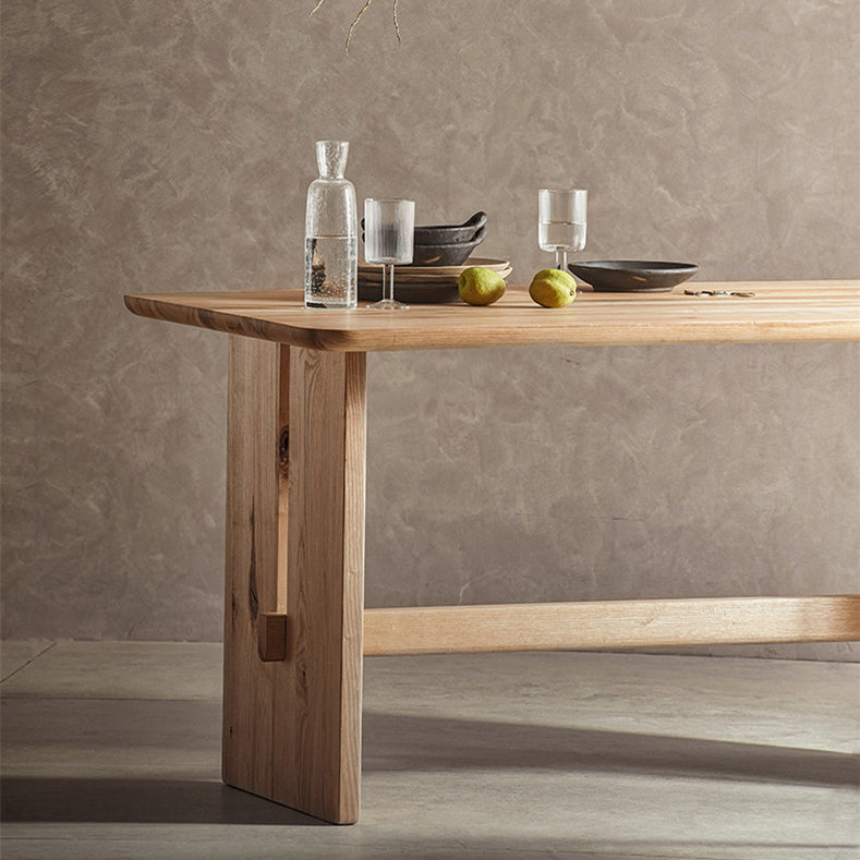 Modern Pine Solid Wood Table for Restaurant Rectangle Dining Table with Trestle Base Clearhalo 'Dining Tables & Seating' 'Dining Tables' 'dining_table' 'furn' 'furn_dining_table' 'Furniture' 'furniture_dining_table' 'Kitchen & Dining Furniture' 'kitchen' 'kitchen_dining_table' 4706800