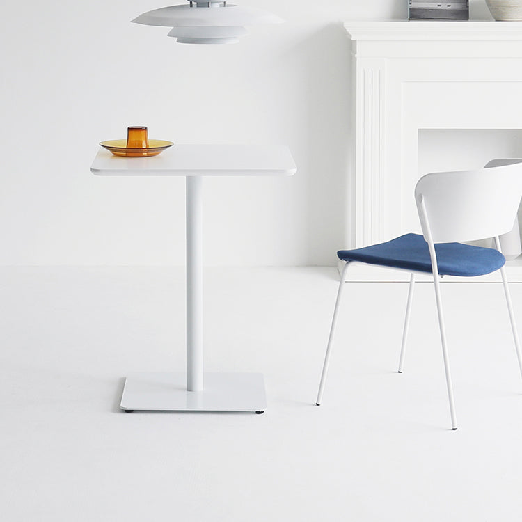 Metal Industrial Square Dining Table Wood Top Table with Pedestal White 31.5"L x 31.5"W x 29.5"H Without Chairs Clearhalo 'Dining Tables & Seating' 'Dining Tables' 'dining_table' 'furn' 'furn_dining_table' 'Furniture' 'furniture_dining_table' 'Kitchen & Dining Furniture' 'kitchen' 'kitchen_dining_table' 4706830