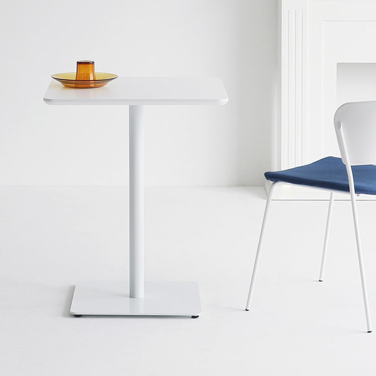 Metal Industrial Square Dining Table Wood Top Table with Pedestal White 27.6"L x 27.6"W x 29.5"H Without Chairs Clearhalo 'Dining Tables & Seating' 'Dining Tables' 'dining_table' 'furn' 'furn_dining_table' 'Furniture' 'furniture_dining_table' 'Kitchen & Dining Furniture' 'kitchen' 'kitchen_dining_table' 4706831
