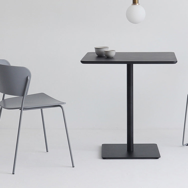 Metal Industrial Square Dining Table Wood Top Table with Pedestal Black 31.5"L x 31.5"W x 29.5"H Without Chairs Clearhalo 'Dining Tables & Seating' 'Dining Tables' 'dining_table' 'furn' 'furn_dining_table' 'Furniture' 'furniture_dining_table' 'Kitchen & Dining Furniture' 'kitchen' 'kitchen_dining_table' 4706833