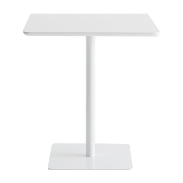 Metal Industrial Square Dining Table Wood Top Table with Pedestal White 19.7"L x 19.7"W x 29.5"H Without Chairs Clearhalo 'Dining Tables & Seating' 'Dining Tables' 'dining_table' 'furn' 'furn_dining_table' 'Furniture' 'furniture_dining_table' 'Kitchen & Dining Furniture' 'kitchen' 'kitchen_dining_table' 4706834