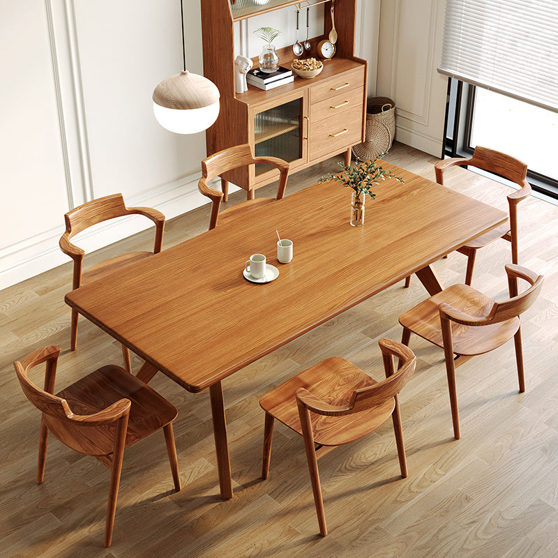 Modern Pine Wood Table for Restaurant Rectangle Dining Table in Nature with 4 Legs 70.9"L x 31.5"W x 29.5"H Without Chairs Clearhalo 'Dining Tables & Seating' 'Dining Tables' 'dining_table' 'furn' 'furn_dining_table' 'Furniture' 'furniture_dining_table' 'Kitchen & Dining Furniture' 'kitchen' 'kitchen_dining_table' 4706846