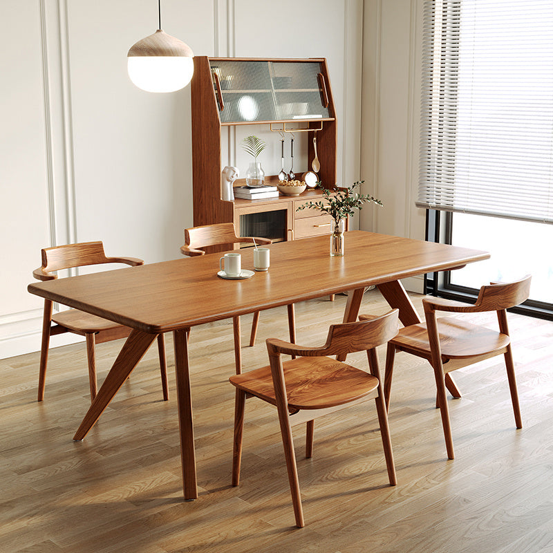 Modern Pine Wood Table for Restaurant Rectangle Dining Table in Nature with 4 Legs 55.1"L x 27.6"W x 29.5"H Without Chairs Clearhalo 'Dining Tables & Seating' 'Dining Tables' 'dining_table' 'furn' 'furn_dining_table' 'Furniture' 'furniture_dining_table' 'Kitchen & Dining Furniture' 'kitchen' 'kitchen_dining_table' 4706847