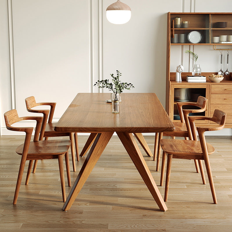 Modern Pine Wood Table for Restaurant Rectangle Dining Table in Nature with 4 Legs 63"L x 31.5"W x 29.5"H Without Chairs Clearhalo 'Dining Tables & Seating' 'Dining Tables' 'dining_table' 'furn' 'furn_dining_table' 'Furniture' 'furniture_dining_table' 'Kitchen & Dining Furniture' 'kitchen' 'kitchen_dining_table' 4706848