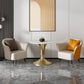 Metal Traditional Luxury Round Table Sintered Stone Indoor Table with Tulip Base Gold 31.5"L x 31.5"W x 29.5"H Without Chairs Clearhalo 'Dining Tables & Seating' 'Dining Tables' 'dining_table' 'furn' 'furn_dining_table' 'Furniture' 'furniture_dining_table' 'Kitchen & Dining Furniture' 'kitchen' 'kitchen_dining_table' 4706861