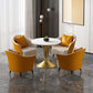 Metal Traditional Luxury Round Table Sintered Stone Indoor Table with Tulip Base Gold 27.6"L x 27.6"W x 29.5"H Without Chairs Clearhalo 'Dining Tables & Seating' 'Dining Tables' 'dining_table' 'furn' 'furn_dining_table' 'Furniture' 'furniture_dining_table' 'Kitchen & Dining Furniture' 'kitchen' 'kitchen_dining_table' 4706864