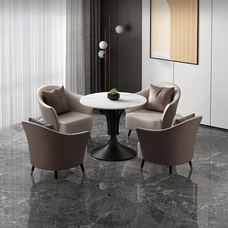 Metal Traditional Luxury Round Table Sintered Stone Indoor Table with Tulip Base Clearhalo 'Dining Tables & Seating' 'Dining Tables' 'dining_table' 'furn' 'furn_dining_table' 'Furniture' 'furniture_dining_table' 'Kitchen & Dining Furniture' 'kitchen' 'kitchen_dining_table' 4706867