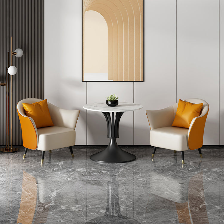 Metal Traditional Luxury Round Table Sintered Stone Indoor Table with Tulip Base Clearhalo 'Dining Tables & Seating' 'Dining Tables' 'dining_table' 'furn' 'furn_dining_table' 'Furniture' 'furniture_dining_table' 'Kitchen & Dining Furniture' 'kitchen' 'kitchen_dining_table' 4706868