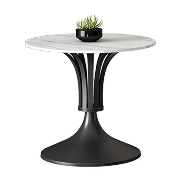 Metal Traditional Luxury Round Table Sintered Stone Indoor Table with Tulip Base Black Without Chairs Clearhalo 'Dining Tables & Seating' 'Dining Tables' 'dining_table' 'furn' 'furn_dining_table' 'Furniture' 'furniture_dining_table' 'Kitchen & Dining Furniture' 'kitchen' 'kitchen_dining_table' 4706870
