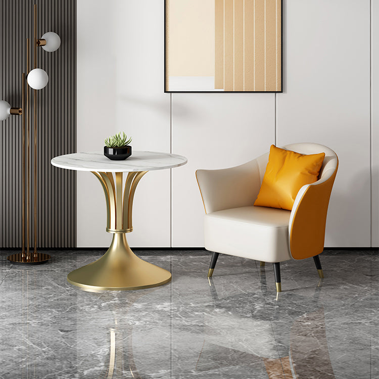 Metal Traditional Luxury Round Table Sintered Stone Indoor Table with Tulip Base Clearhalo 'Dining Tables & Seating' 'Dining Tables' 'dining_table' 'furn' 'furn_dining_table' 'Furniture' 'furniture_dining_table' 'Kitchen & Dining Furniture' 'kitchen' 'kitchen_dining_table' 4706871