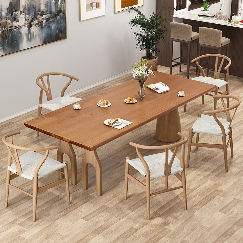 Modern Pine Wood Table for Restaurant Rectangle Dining Table with 3 Legs 78.7"L x 31.5"W x 29.5"H Without Chairs Clearhalo 'Dining Tables & Seating' 'Dining Tables' 'dining_table' 'furn' 'furn_dining_table' 'Furniture' 'furniture_dining_table' 'Kitchen & Dining Furniture' 'kitchen' 'kitchen_dining_table' 4706889