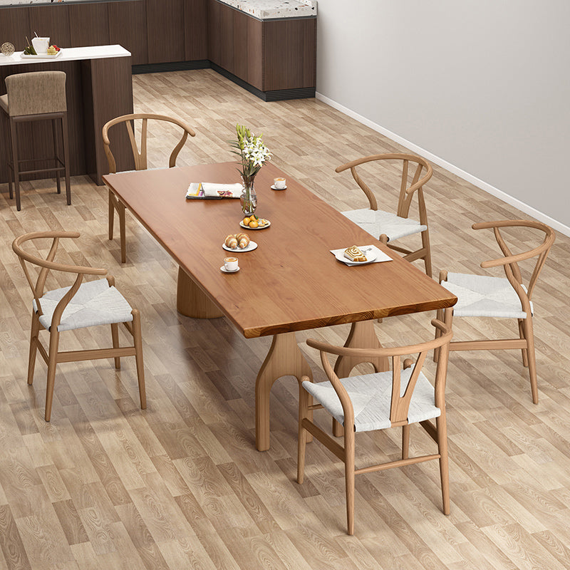 Modern Pine Wood Table for Restaurant Rectangle Dining Table with 3 Legs 70.9"L x 27.6"W x 29.5"H Without Chairs Clearhalo 'Dining Tables & Seating' 'Dining Tables' 'dining_table' 'furn' 'furn_dining_table' 'Furniture' 'furniture_dining_table' 'Kitchen & Dining Furniture' 'kitchen' 'kitchen_dining_table' 4706891