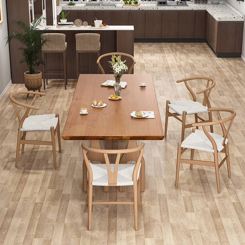 Modern Pine Wood Table for Restaurant Rectangle Dining Table with 3 Legs 63"L x 23.6"W x 29.5"H Without Chairs Clearhalo 'Dining Tables & Seating' 'Dining Tables' 'dining_table' 'furn' 'furn_dining_table' 'Furniture' 'furniture_dining_table' 'Kitchen & Dining Furniture' 'kitchen' 'kitchen_dining_table' 4706892