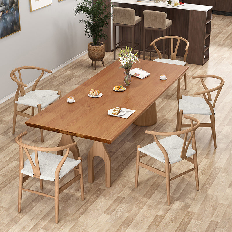 Modern Pine Wood Table for Restaurant Rectangle Dining Table with 3 Legs Clearhalo 'Dining Tables & Seating' 'Dining Tables' 'dining_table' 'furn' 'furn_dining_table' 'Furniture' 'furniture_dining_table' 'Kitchen & Dining Furniture' 'kitchen' 'kitchen_dining_table' 4706897
