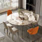 Modern Round Dining Table Stone Top Dining Table with 4 Wood Legs Pandora Gold 51.2"L x 51.2"W x 29.5"H Without Chairs Clearhalo 'Dining Tables & Seating' 'Dining Tables' 'dining_table' 'furn' 'furn_dining_table' 'Furniture' 'furniture_dining_table' 'Kitchen & Dining Furniture' 'kitchen' 'kitchen_dining_table' 4706919
