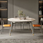 Modern Round Dining Table Stone Top Dining Table with 4 Wood Legs Pandora Gold 59.1"L x 59.1"W x 29.5"H Without Chairs Clearhalo 'Dining Tables & Seating' 'Dining Tables' 'dining_table' 'furn' 'furn_dining_table' 'Furniture' 'furniture_dining_table' 'Kitchen & Dining Furniture' 'kitchen' 'kitchen_dining_table' 4706920