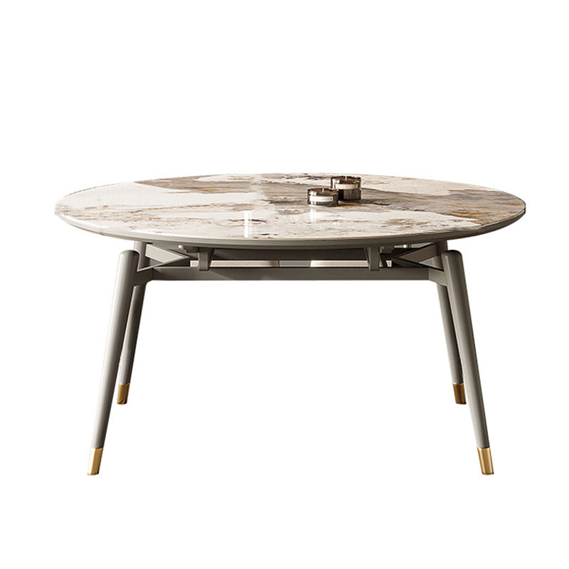Modern Round Dining Table Stone Top Dining Table with 4 Wood Legs Clearhalo 'Dining Tables & Seating' 'Dining Tables' 'dining_table' 'furn' 'furn_dining_table' 'Furniture' 'furniture_dining_table' 'Kitchen & Dining Furniture' 'kitchen' 'kitchen_dining_table' 4706921