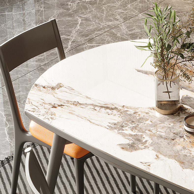 Modern Round Dining Table Stone Top Dining Table with 4 Wood Legs Clearhalo 'Dining Tables & Seating' 'Dining Tables' 'dining_table' 'furn' 'furn_dining_table' 'Furniture' 'furniture_dining_table' 'Kitchen & Dining Furniture' 'kitchen' 'kitchen_dining_table' 4706922