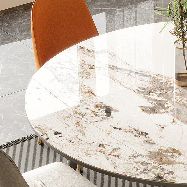 Modern Round Dining Table Stone Top Dining Table with 4 Wood Legs Clearhalo 'Dining Tables & Seating' 'Dining Tables' 'dining_table' 'furn' 'furn_dining_table' 'Furniture' 'furniture_dining_table' 'Kitchen & Dining Furniture' 'kitchen' 'kitchen_dining_table' 4706923