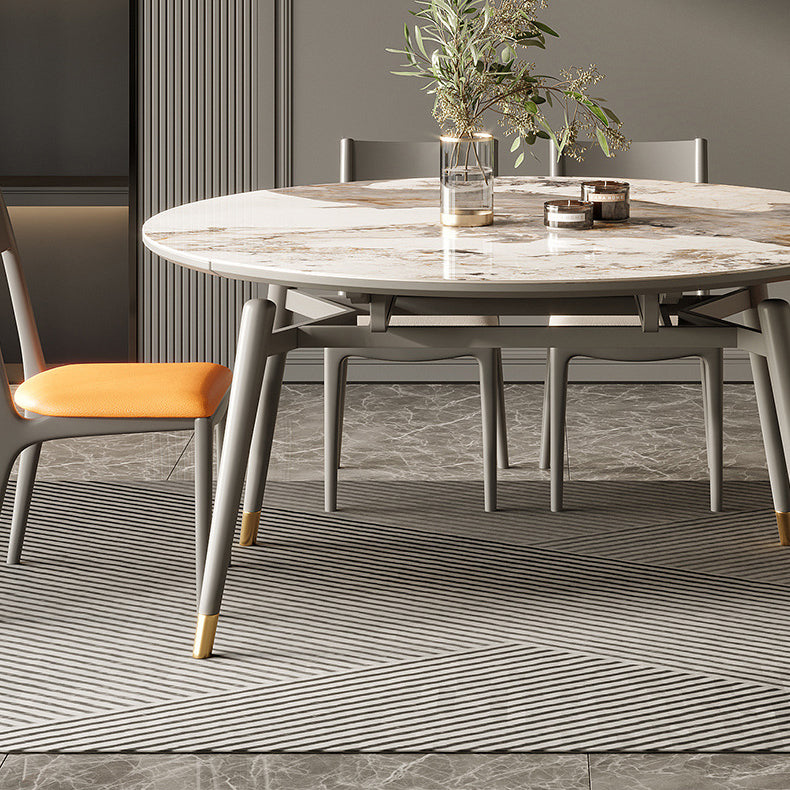 Modern Round Dining Table Stone Top Dining Table with 4 Wood Legs Clearhalo 'Dining Tables & Seating' 'Dining Tables' 'dining_table' 'furn' 'furn_dining_table' 'Furniture' 'furniture_dining_table' 'Kitchen & Dining Furniture' 'kitchen' 'kitchen_dining_table' 4706925