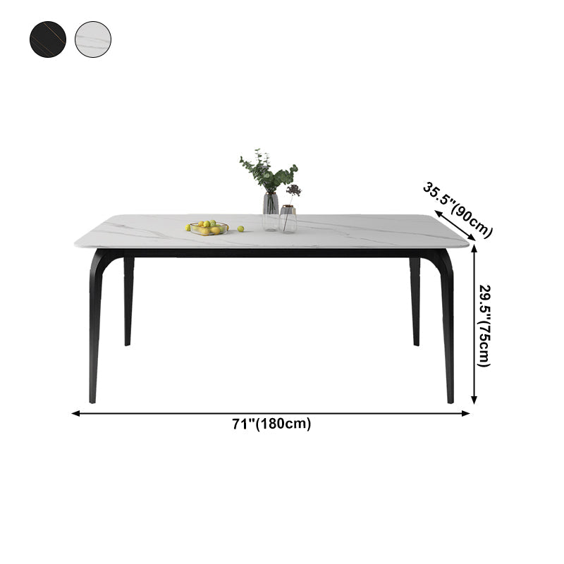 Rectangle Shape Industrial Dining Table Fixed Table with Sintered Stone Clearhalo 'Dining Tables & Seating' 'Dining Tables' 'dining_table' 'furn' 'furn_dining_table' 'Furniture' 'furniture_dining_table' 'Kitchen & Dining Furniture' 'kitchen' 'kitchen_dining_table' 4706944