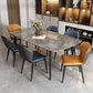 Sintered Stone Top Dining Table Rectangle Table with Metal 4 Legs for Restaurant Gray Without Chairs Clearhalo 'Dining Tables & Seating' 'Dining Tables' 'dining_table' 'furn' 'furn_dining_table' 'Furniture' 'furniture_dining_table' 'Kitchen & Dining Furniture' 'kitchen' 'kitchen_dining_table' 4706962