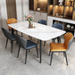 Sintered Stone Top Dining Table Rectangle Table with Metal 4 Legs for Restaurant White Without Chairs Clearhalo 'Dining Tables & Seating' 'Dining Tables' 'dining_table' 'furn' 'furn_dining_table' 'Furniture' 'furniture_dining_table' 'Kitchen & Dining Furniture' 'kitchen' 'kitchen_dining_table' 4706963