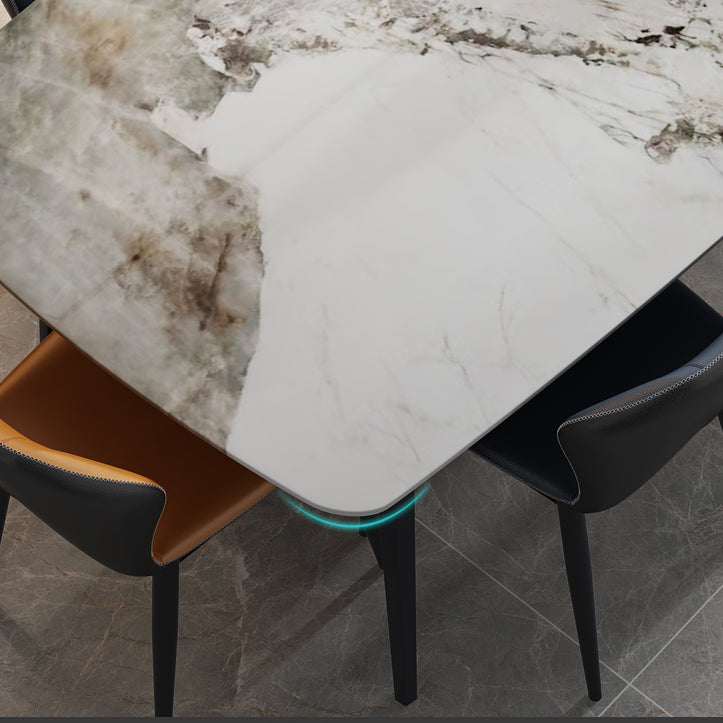 Sintered Stone Top Dining Table Rectangle Table with Metal 4 Legs for Restaurant Clearhalo 'Dining Tables & Seating' 'Dining Tables' 'dining_table' 'furn' 'furn_dining_table' 'Furniture' 'furniture_dining_table' 'Kitchen & Dining Furniture' 'kitchen' 'kitchen_dining_table' 4706966