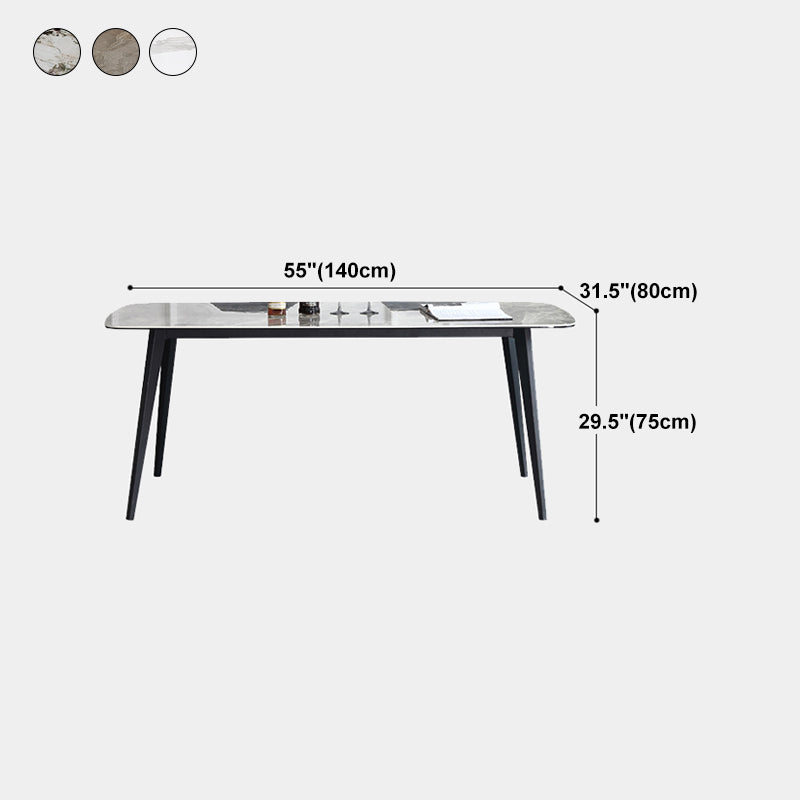Sintered Stone Top Dining Table Rectangle Table with Metal 4 Legs for Restaurant Clearhalo 'Dining Tables & Seating' 'Dining Tables' 'dining_table' 'furn' 'furn_dining_table' 'Furniture' 'furniture_dining_table' 'Kitchen & Dining Furniture' 'kitchen' 'kitchen_dining_table' 4706972