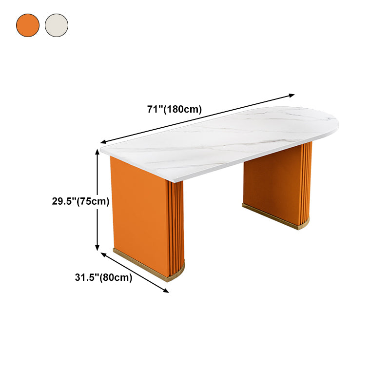 Stone White Top Dining Table Modern Dining Table with Double Pedestal Base Clearhalo 'Dining Tables & Seating' 'Dining Tables' 'dining_table' 'furn' 'furn_dining_table' 'Furniture' 'furniture_dining_table' 'Kitchen & Dining Furniture' 'kitchen' 'kitchen_dining_table' 4706991