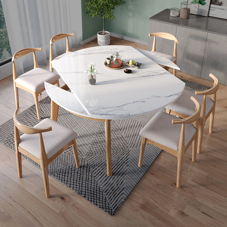 Modern Sintered Stone Dining Table Round Dining Room Table with 4 Legs Clearhalo 'Dining Tables & Seating' 'Dining Tables' 'dining_table' 'furn' 'furn_dining_table' 'Furniture' 'furniture_dining_table' 'Kitchen & Dining Furniture' 'kitchen' 'kitchen_dining_table' 4707003