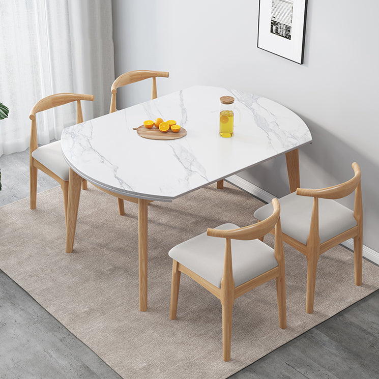 Modern Sintered Stone Dining Table Round Dining Room Table with 4 Legs Clearhalo 'Dining Tables & Seating' 'Dining Tables' 'dining_table' 'furn' 'furn_dining_table' 'Furniture' 'furniture_dining_table' 'Kitchen & Dining Furniture' 'kitchen' 'kitchen_dining_table' 4707007