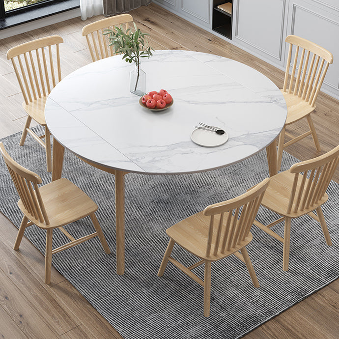 Modern Sintered Stone Dining Table Round Dining Room Table with 4 Legs Clearhalo 'Dining Tables & Seating' 'Dining Tables' 'dining_table' 'furn' 'furn_dining_table' 'Furniture' 'furniture_dining_table' 'Kitchen & Dining Furniture' 'kitchen' 'kitchen_dining_table' 4707008
