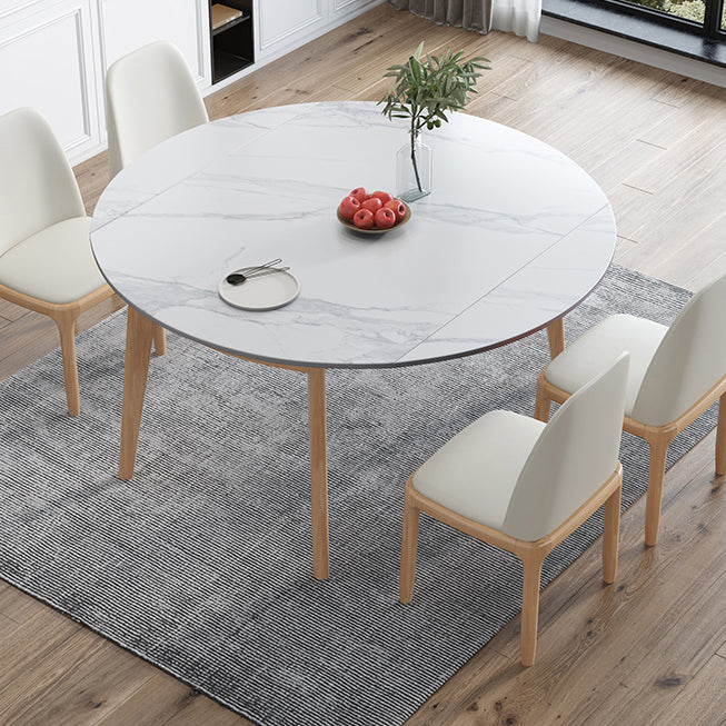 Modern Sintered Stone Dining Table Round Dining Room Table with 4 Legs Clearhalo 'Dining Tables & Seating' 'Dining Tables' 'dining_table' 'furn' 'furn_dining_table' 'Furniture' 'furniture_dining_table' 'Kitchen & Dining Furniture' 'kitchen' 'kitchen_dining_table' 4707009