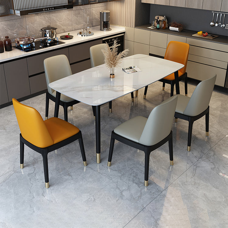 Traditional Luxury Rectangle Dining Table Solid Wood Black Frame 4 Legs Dining Table White 51.2"L x 31.5"W x 29.9"H Without Chairs Clearhalo 'Dining Tables & Seating' 'Dining Tables' 'dining_table' 'furn' 'furn_dining_table' 'Furniture' 'furniture_dining_table' 'Kitchen & Dining Furniture' 'kitchen' 'kitchen_dining_table' 4707014