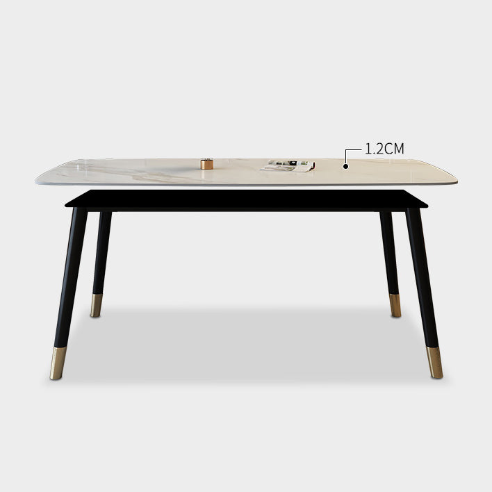 Traditional Luxury Rectangle Dining Table Solid Wood Black Frame 4 Legs Dining Table Clearhalo 'Dining Tables & Seating' 'Dining Tables' 'dining_table' 'furn' 'furn_dining_table' 'Furniture' 'furniture_dining_table' 'Kitchen & Dining Furniture' 'kitchen' 'kitchen_dining_table' 4707020